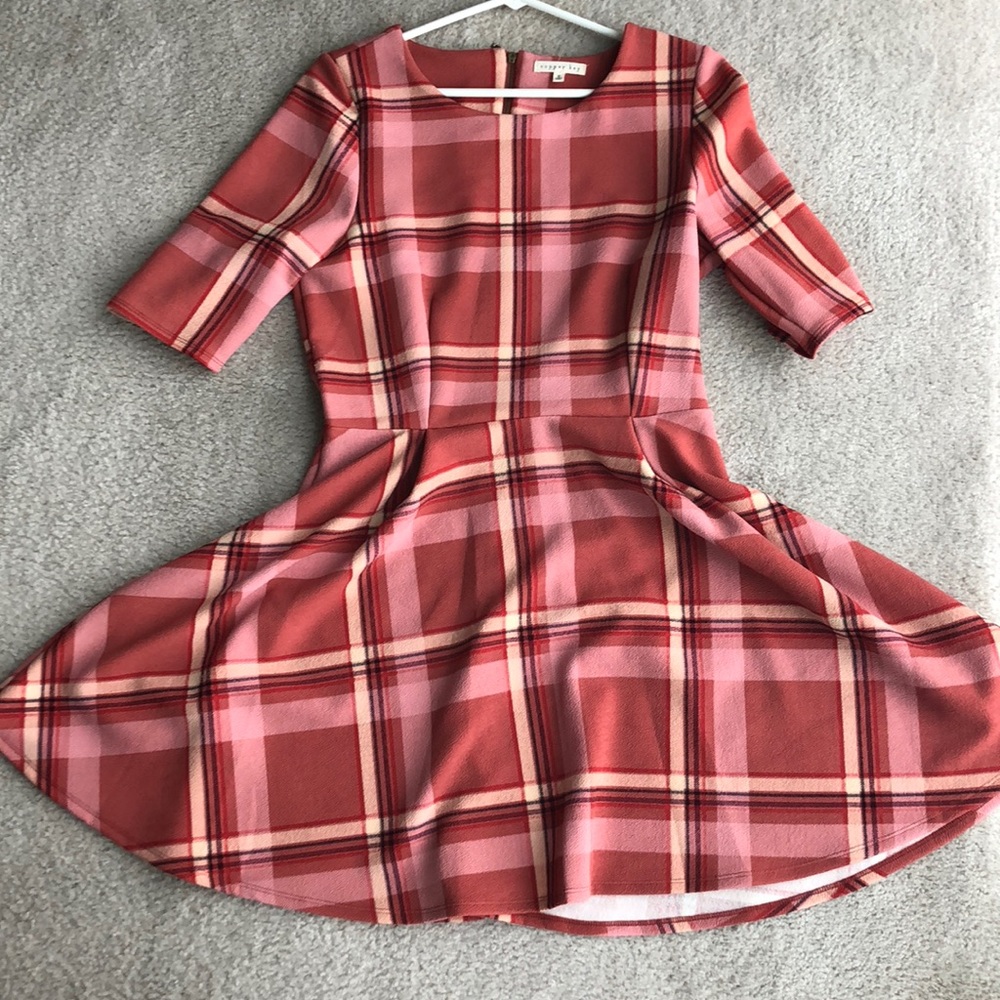 Plaid 3/4 sleeve dress - Picture 4 of 7